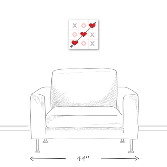 Tic Tac Toe Hearts 12" x 12" Canvas Wall Art